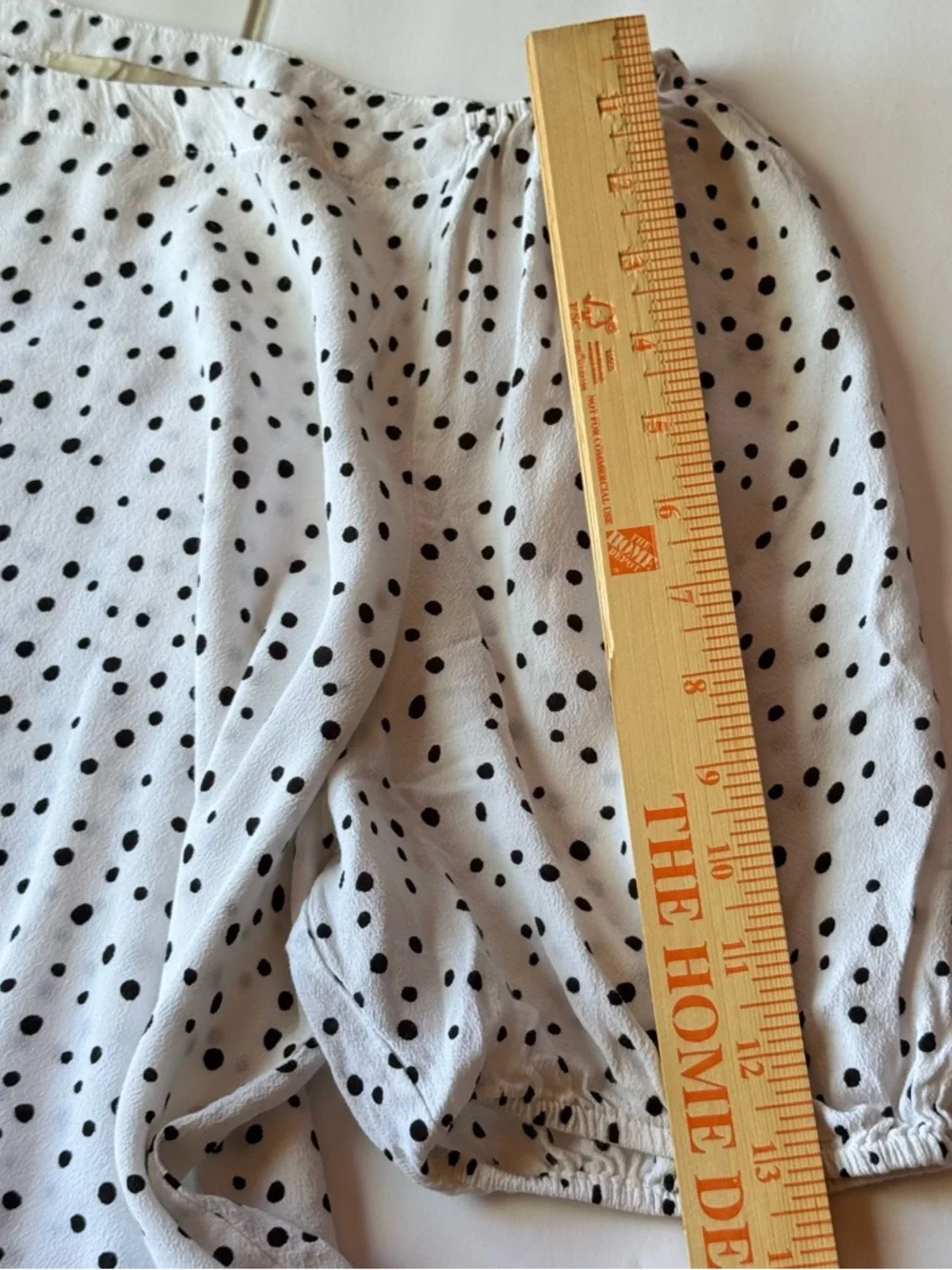 LOFT White Blouse with Black Polka Dots and Puff Sleeves - Picture 6 of 8